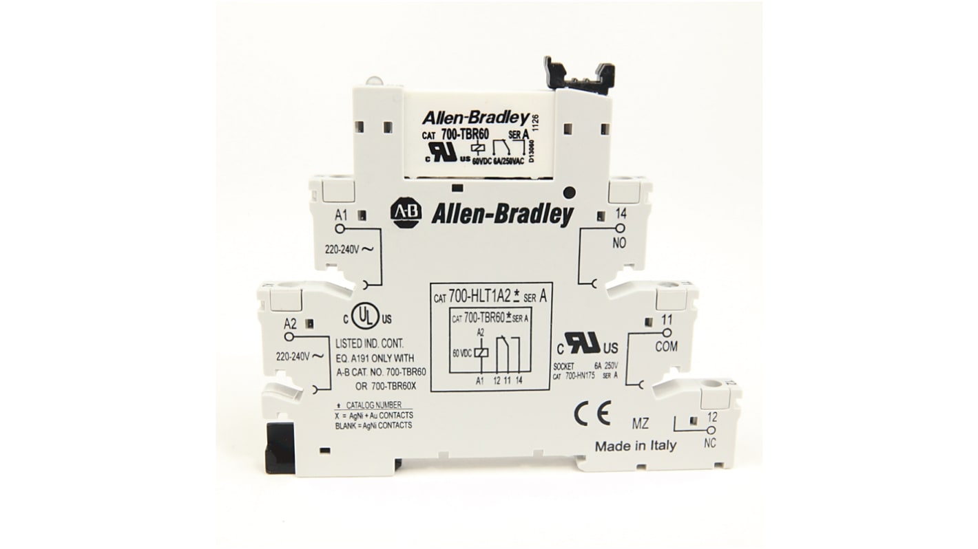 Rockwell Automation 700-HLT Schnittstellen-Relaismodul, 93.5V / 110V 110 V ac/dc, 125 V ac/dc, 1-poliger Wechsler