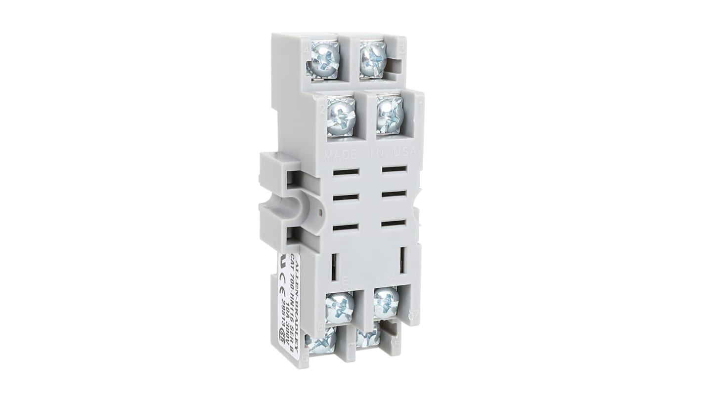 Rockwell Automation 700-HN 8 Pin 300V DIN Rail, Panel Mount Relay Socket, for use with 700-HF Relay