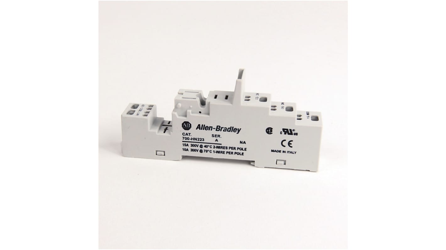 Rockwell Automation 700-HN 5 Pin 300V DIN Rail, Panel Mount Relay Socket, for use with 700-HK Slim Line Relay