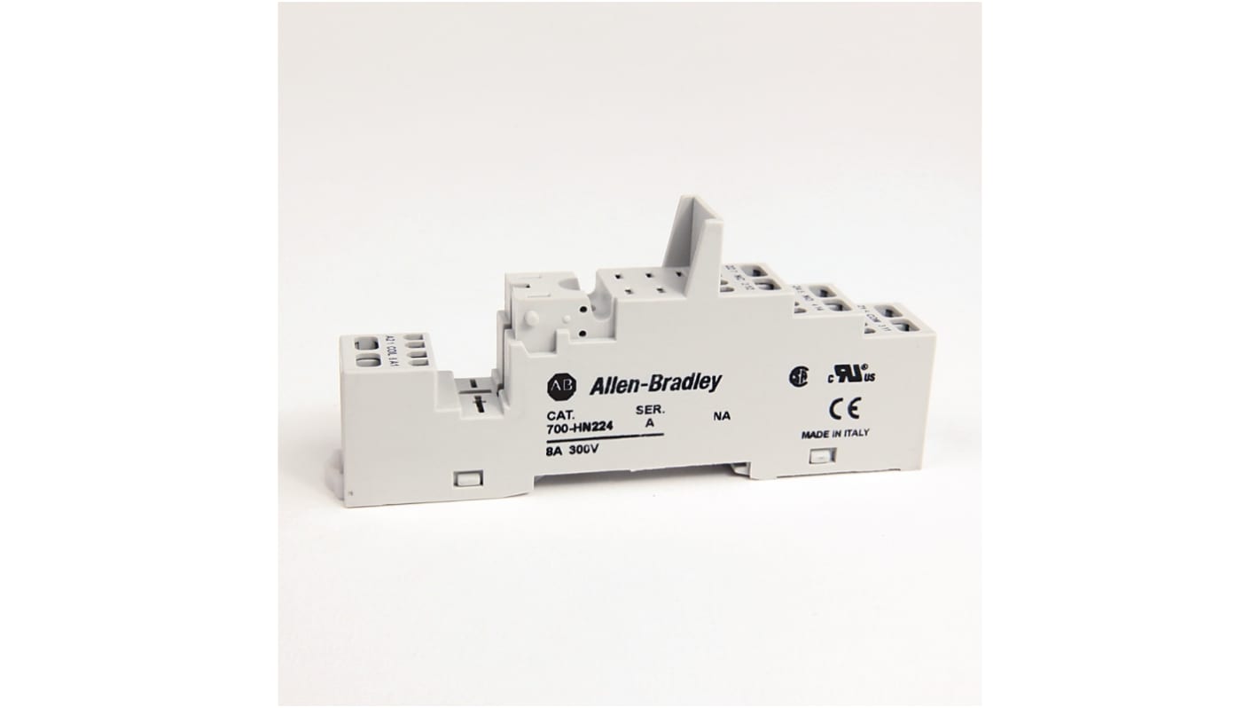 Rockwell Automation 700-HN 8 Pin 300V DIN Rail, Panel Mount Relay Socket, for use with 700-HK Relay