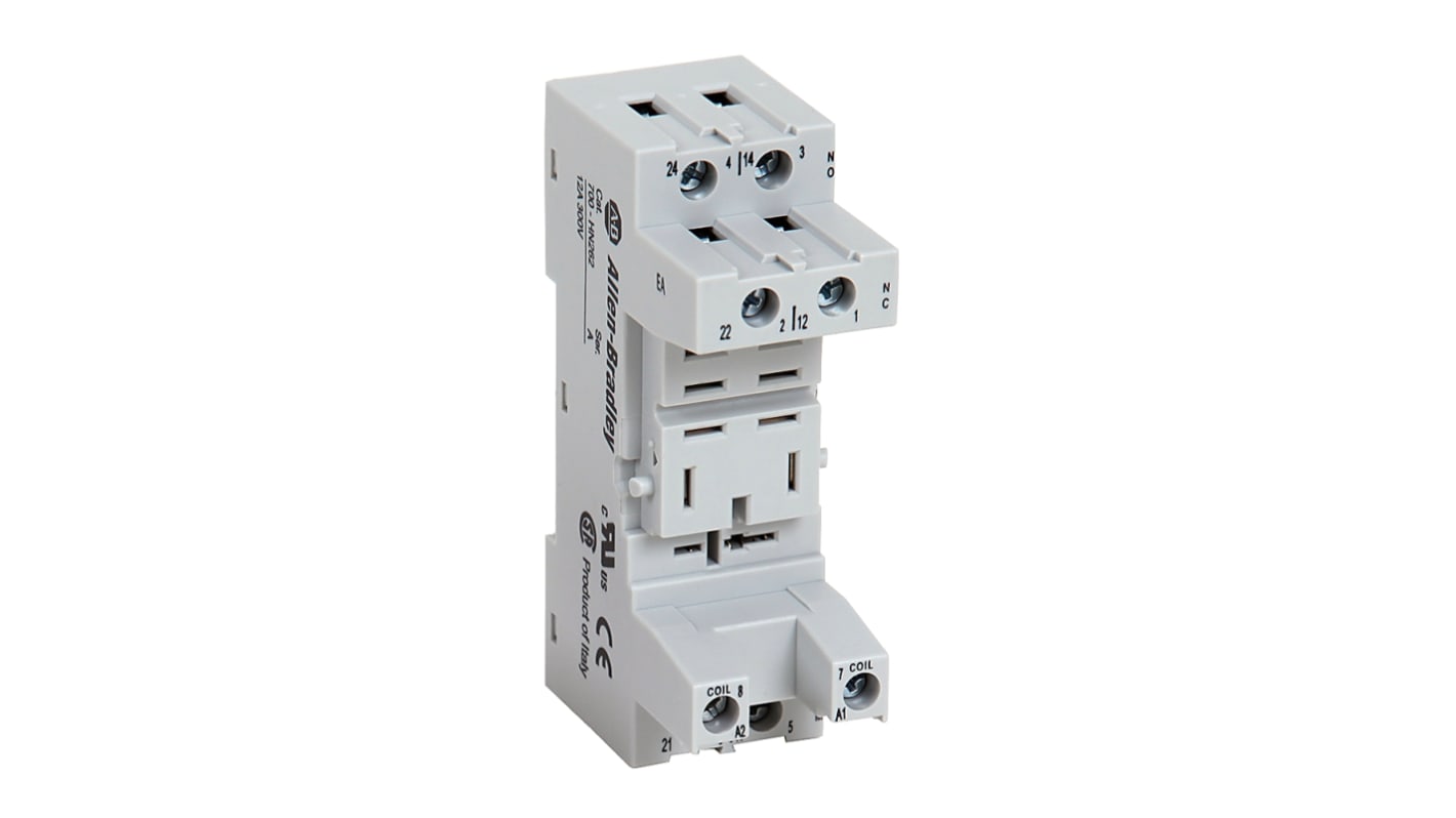 Support relais Rockwell Automation série 700-HN 8 contacts, Rail DIN, montage panneau, 300V, pour Relais 700-HF