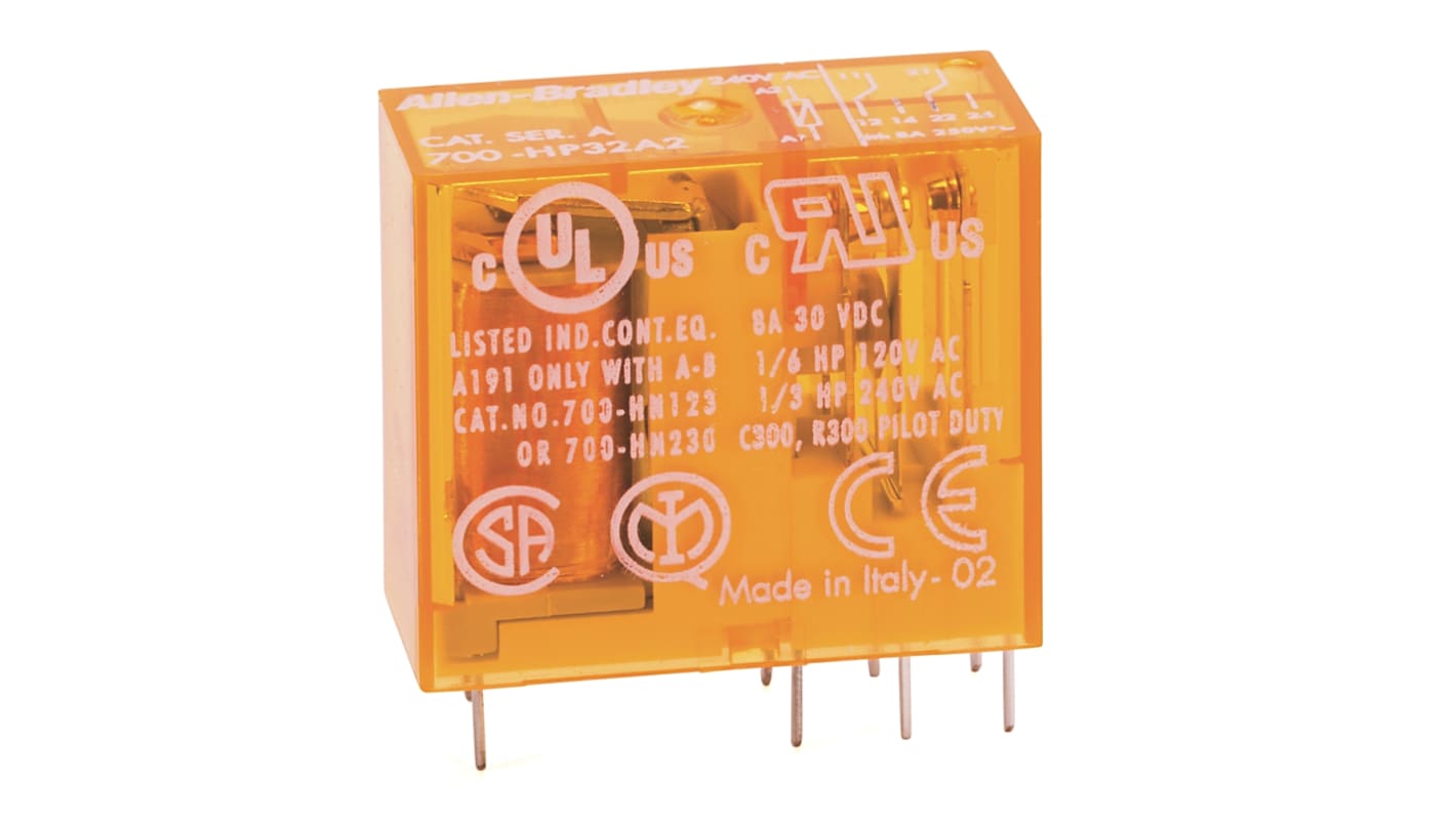 Rockwell Automation Plug In Power Relay, 120V ac Coil, 8A Switching Current, DPDT