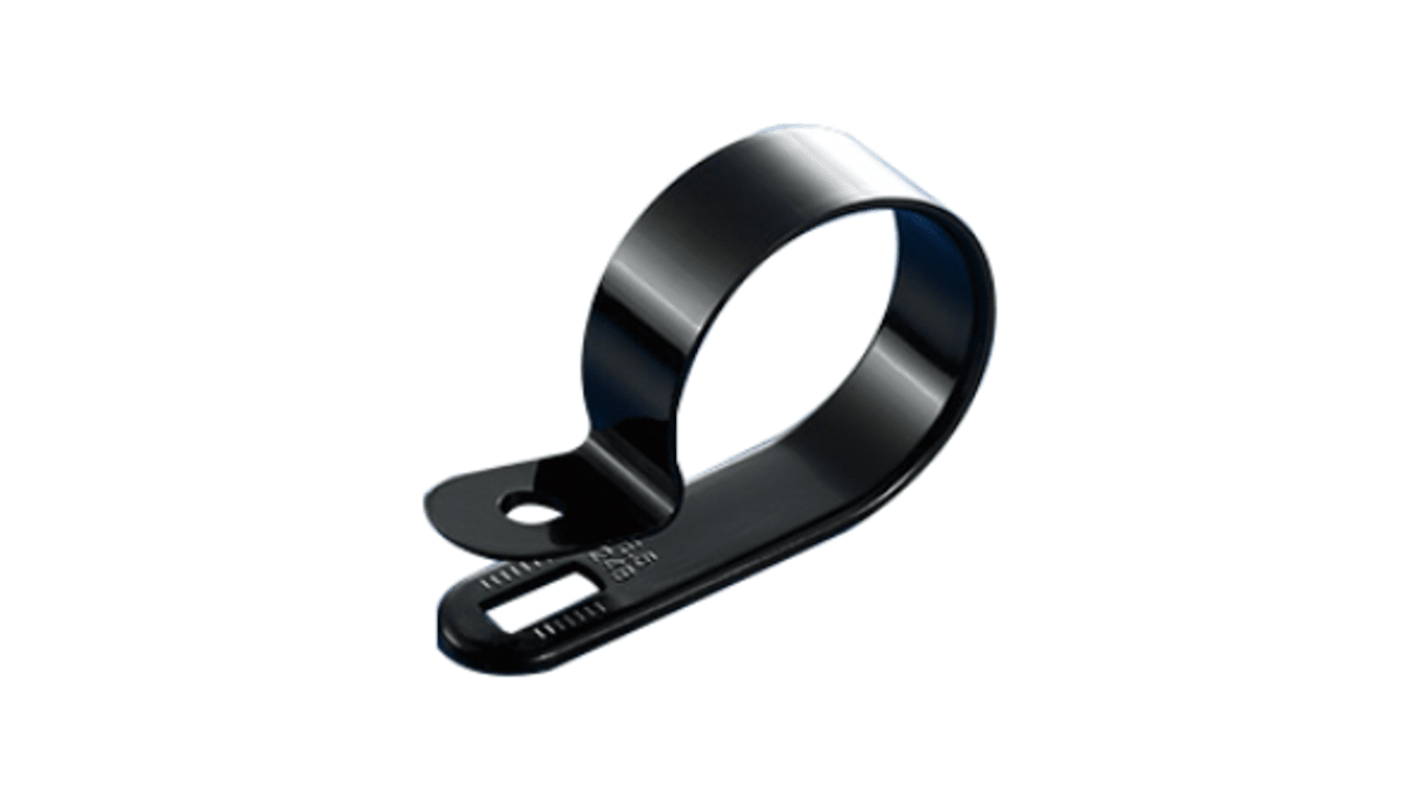 Clip en P, Nylon 66 Noir, Diamètre intérieur 7.9mm