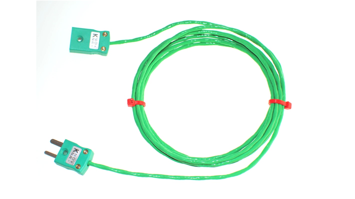 RS PRO Type K Thermocouple Cable/Wire Extension Lead, 3m, Unscreened, PFA Insulation, +260°C Max, 7/0.2mm