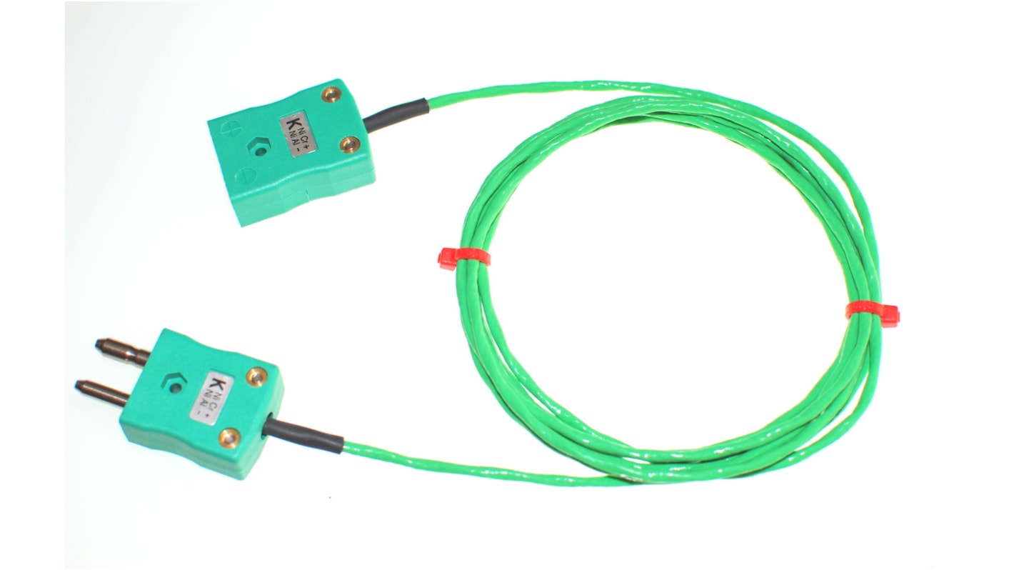Cable alargador termopar RS PRO para termopares tipo K, temp. máx. +260°C, long. 3m, aislamiento de Perfluoroalcano