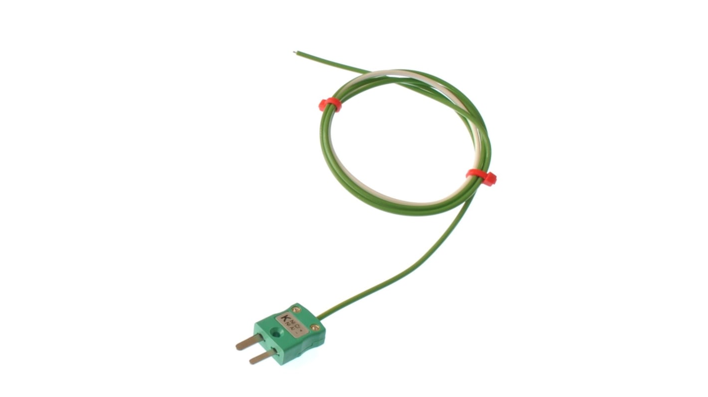 Termopar tipo K RS PRO, Ø sonda 1/0.376mm x 3m, temp. máx +250°C, cable de 3m, conexión , con conector miniatura