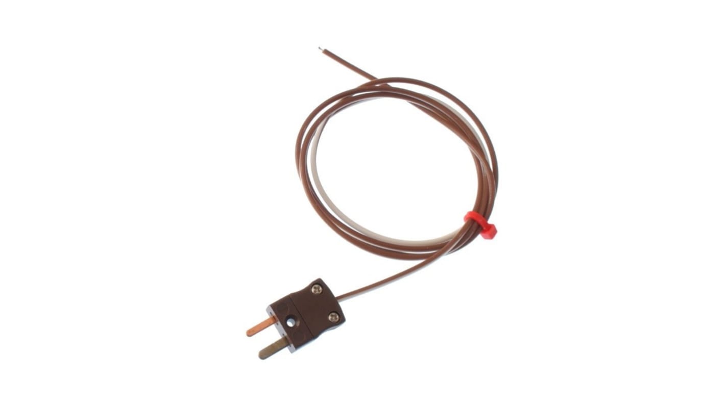 Thermocouple RS PRO type T Ø 1/0.376mm, L 3m, +250°C max à Fiche mâle miniature