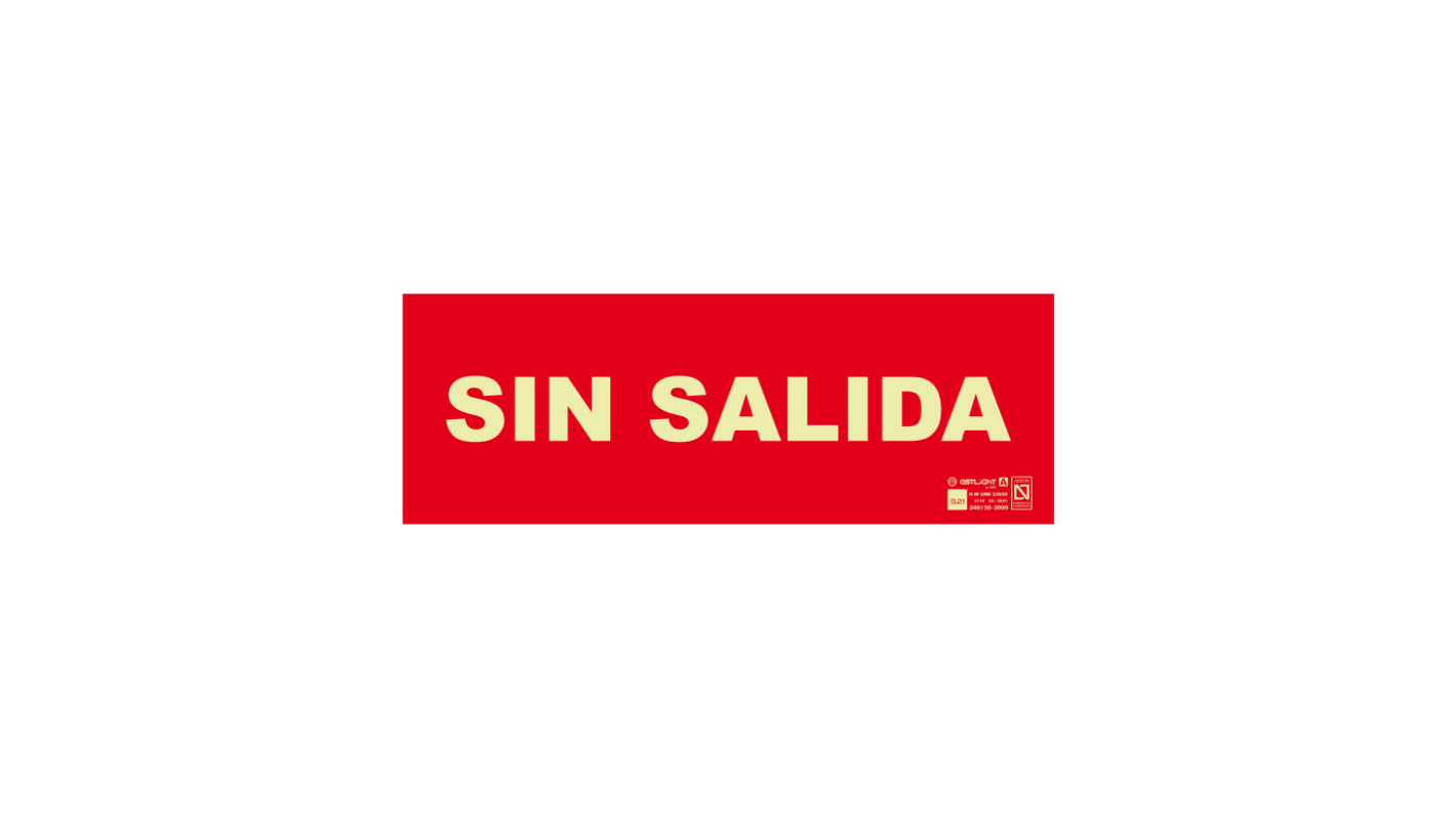 Señal de salida de emergencia S21 Señalización, idioma: Español, texto: Sin Salida