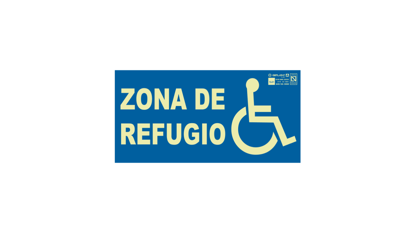 Señal táctil S21 Señalización SAL-5255, Equipo de Seguridad, Idioma: Español, Mensaje: Zona De Refugio , 160mm x 320 mm