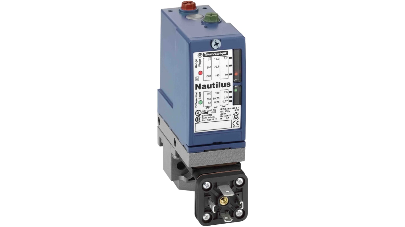 Telemecanique Sensors Pressure Switch, 3.5bar Min, 35bar Max, 1 C/O Output, Differential Reading