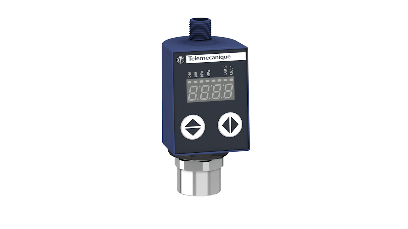 Sensor de presión diferencial Telemecanique Sensors, 0.2bar → 2.5bar, G1/4, 24 V dc, salida Discretos, para Aire, agua