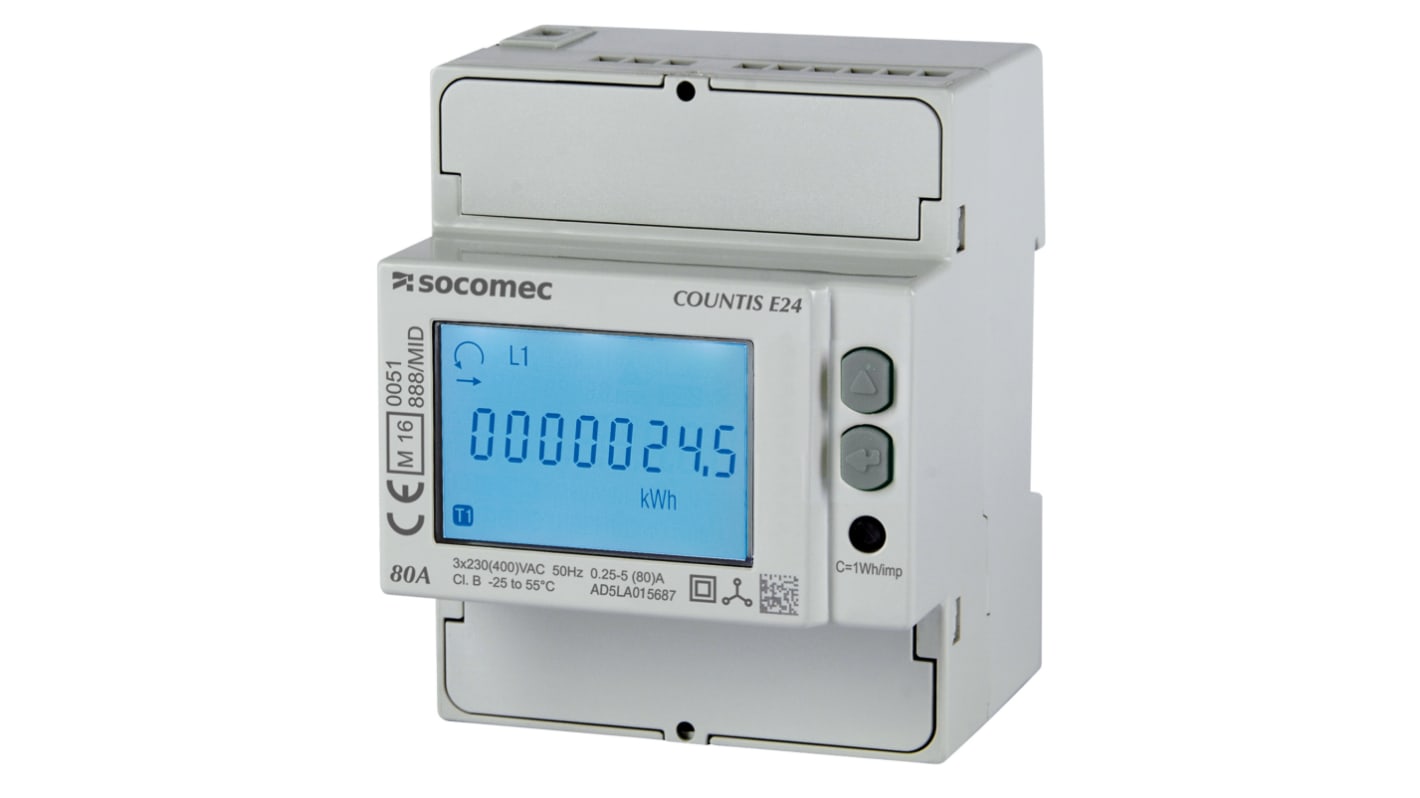 Socomec COUNTIS Energiemessgerät LCD 90mm x 72mm / 3-phasig