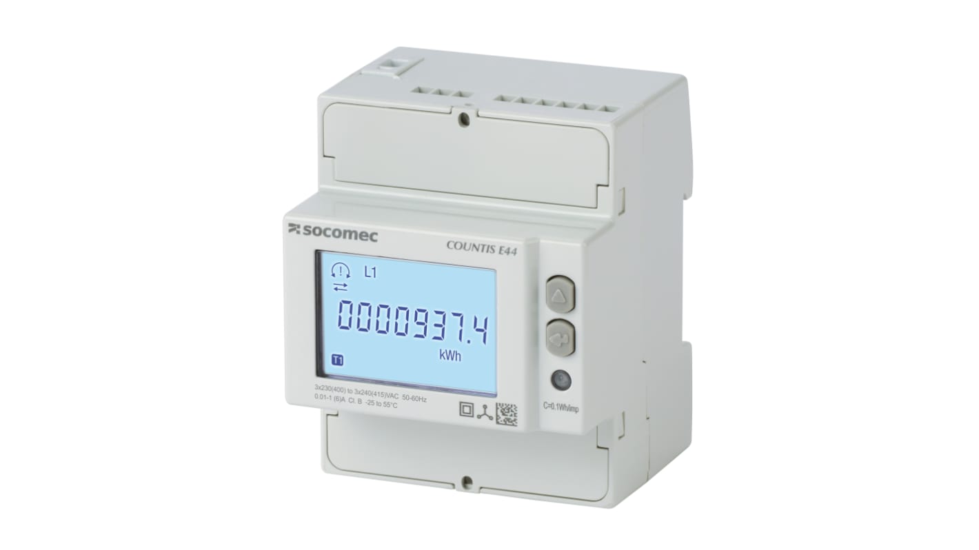 Medidor de energía Socomec serie COUNTIS, display LCD, 3 fases, dim. 72mm x 90mm