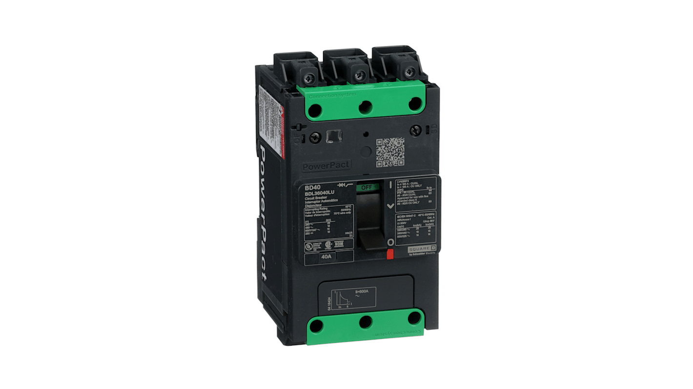 Schneider Electric, PowerPact MCCB Molded Case Circuit Breaker 3P 40A