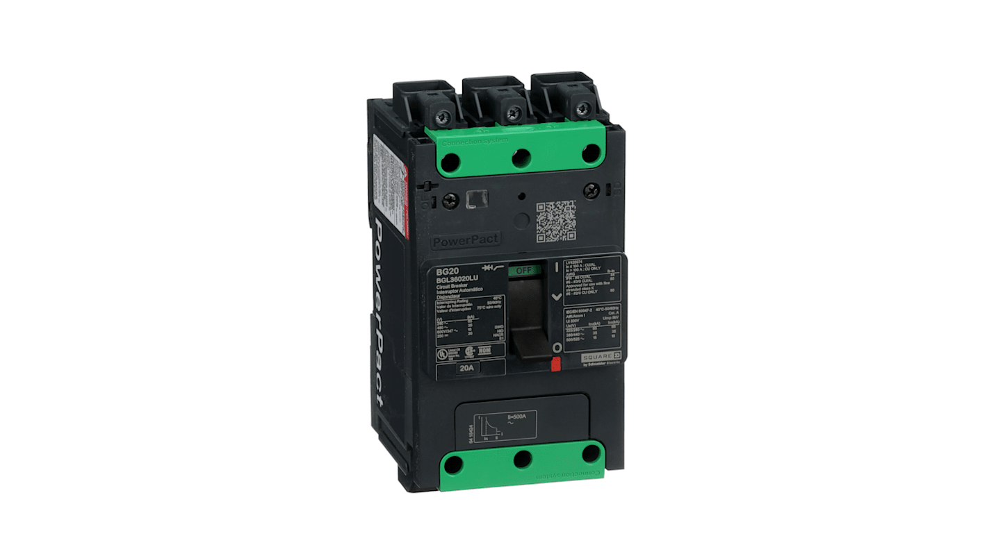 Disjoncteur Schneider Electric PowerPact 3 pôles, 20A