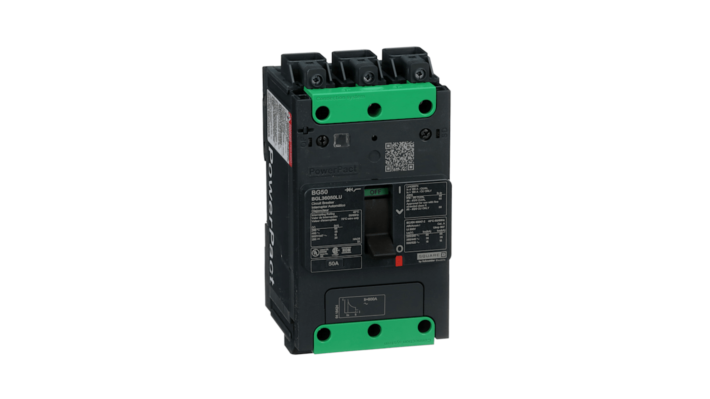 Schneider Electric, PowerPact MCCB Molded Case Circuit Breaker 3P 50A