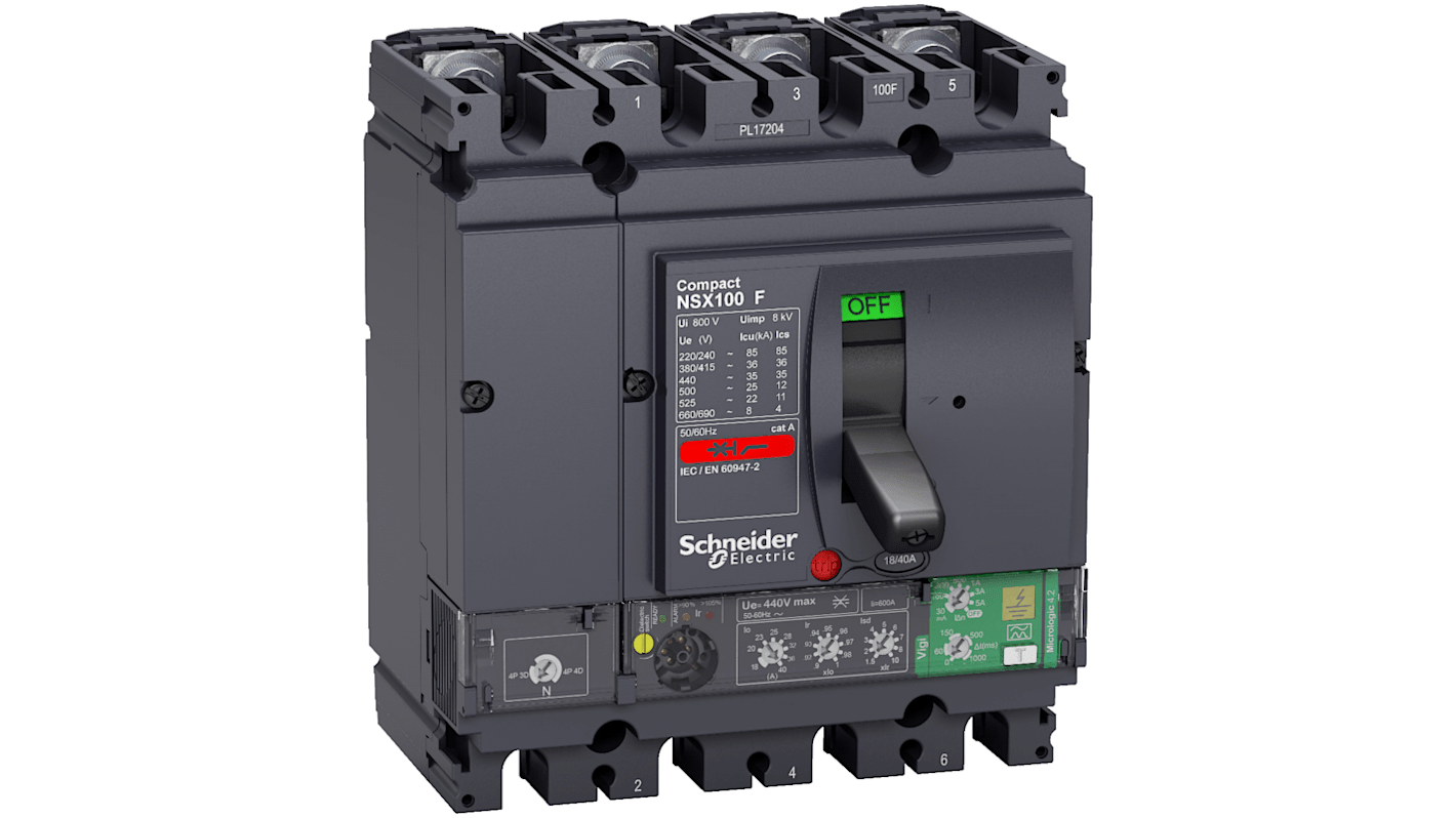 Schneider Electric Kompakt LV43, Leistungsschalter MCCB 4-polig, 40A, Fest