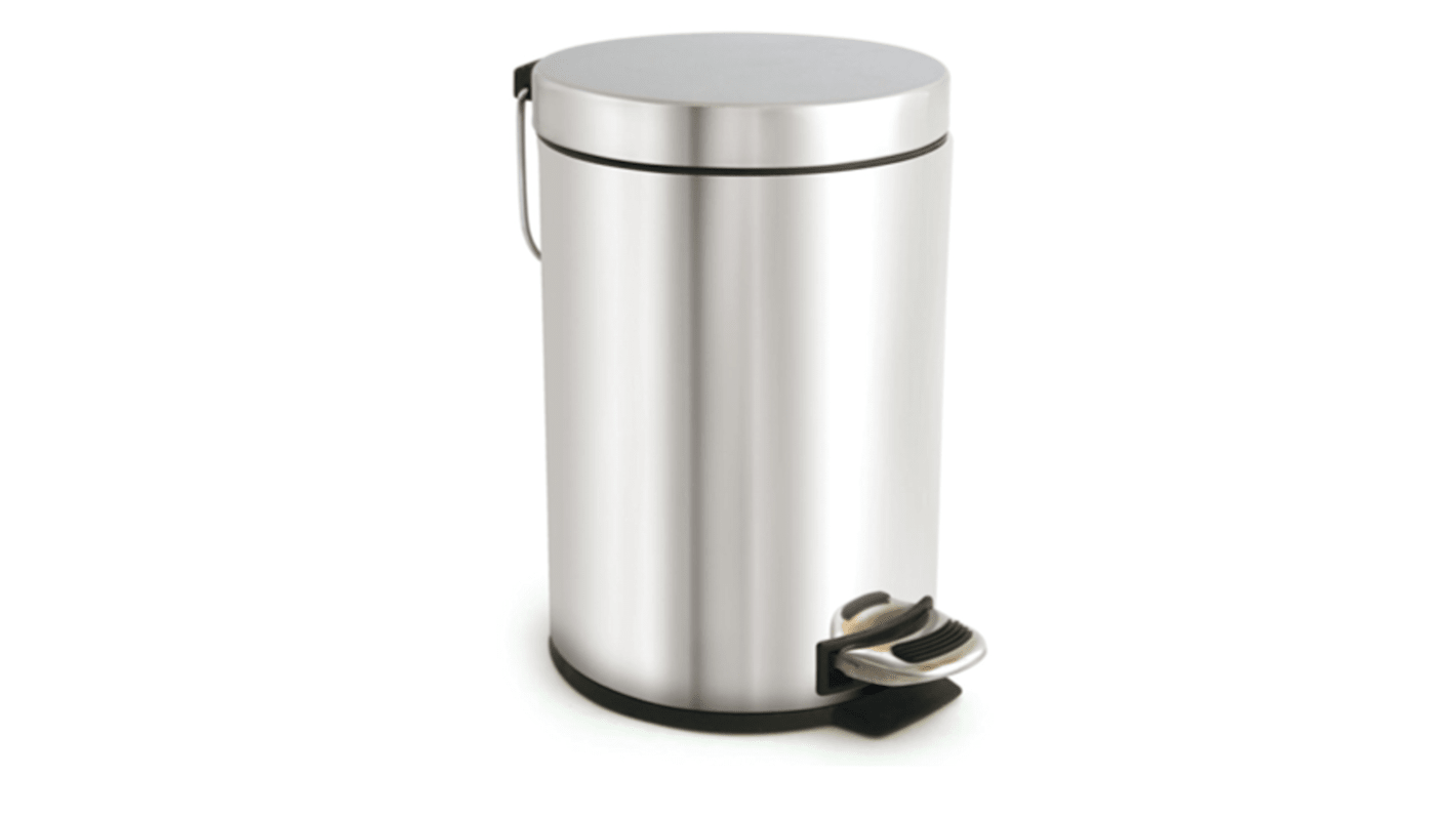 RS PRO 3L Chrome Pedal Stainless Steel Waste Bin