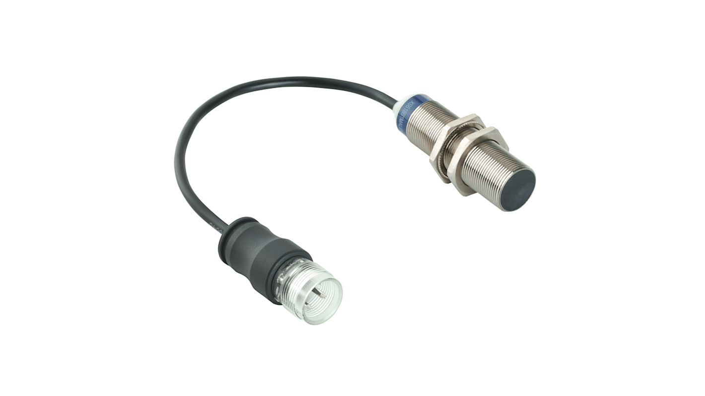 Telemecanique Sensors Inductive Barrel-Style Proximity Sensor, M18 x 1, 8 mm Detection, PNP Output, 12 → 48 V,