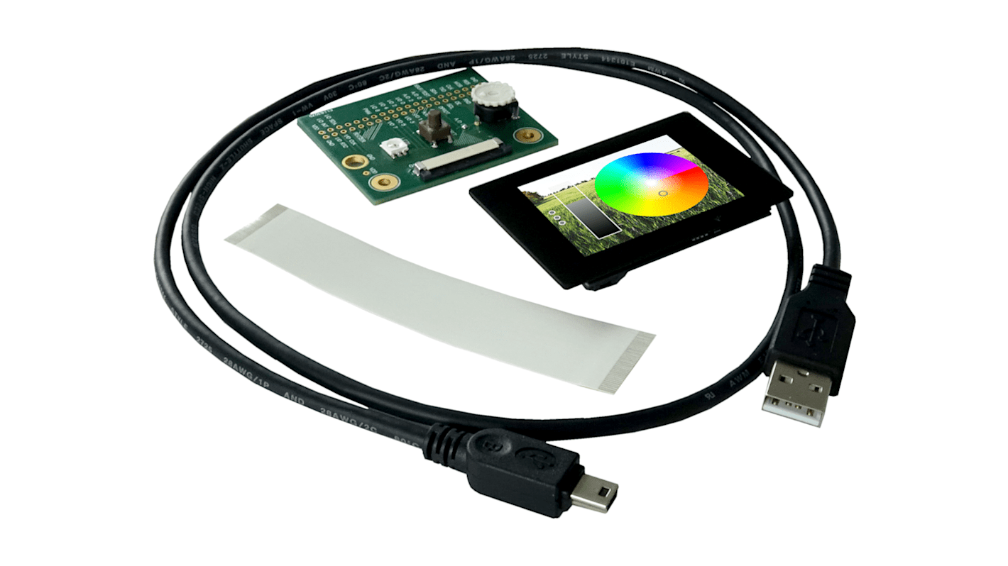 Kit d'interface pour afficheur, Display Visions, EA DEMOPACK-RGBANA, pour Inclut un PCAP programmable TFT 2,8" à écran