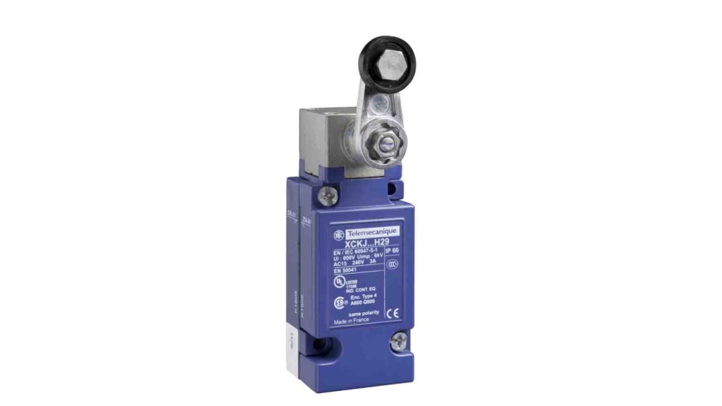 Telemecanique Sensors Roller Lever Limit Switch, 1CO, IP66, SP, Metal Housing, 500V ac Max, 10A Max