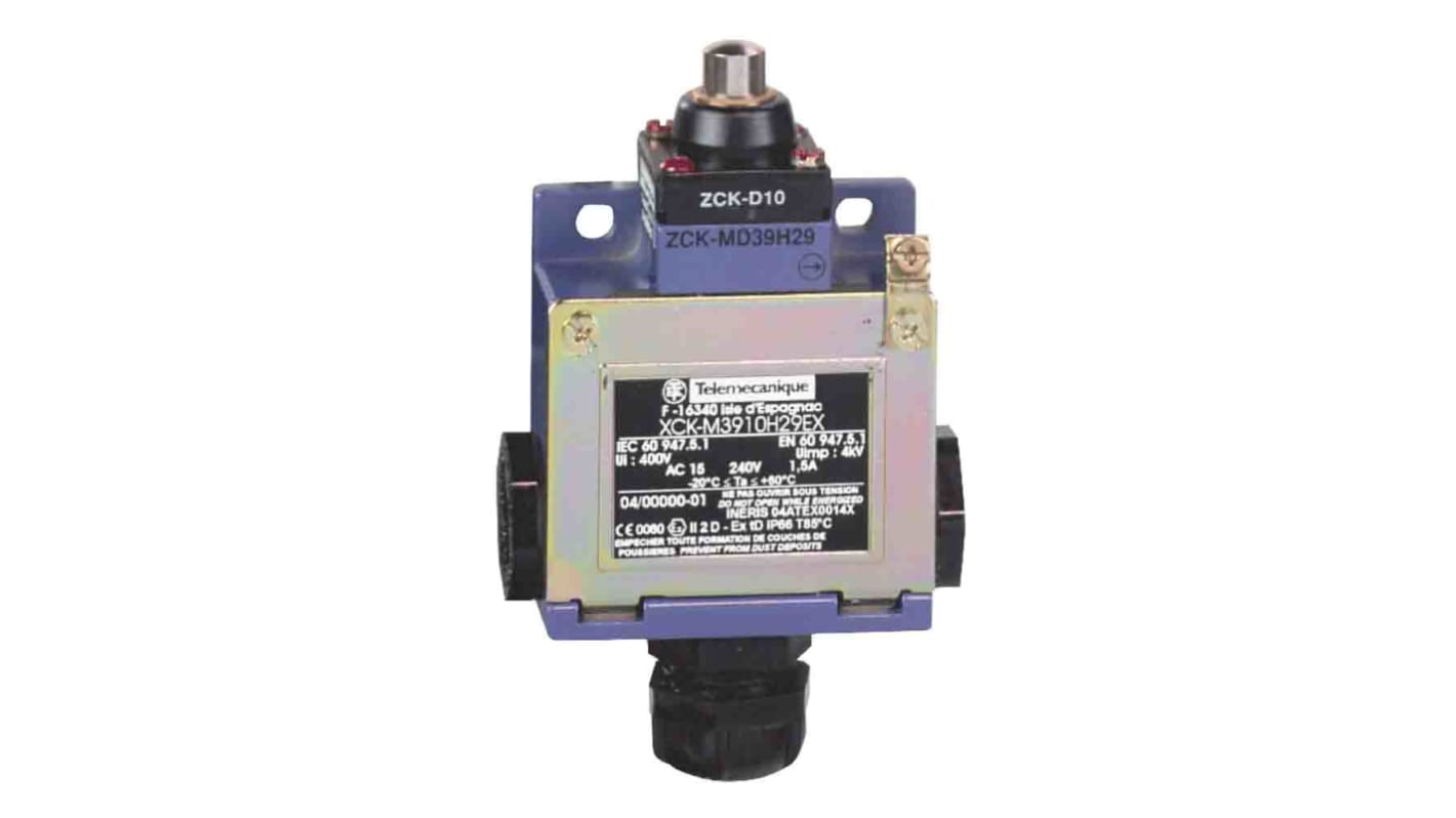 Telemecanique Sensors Plunger Limit Switch, 2NC/1NO, IP66, 3P, Metal Housing, 400V ac Max, 6A Max