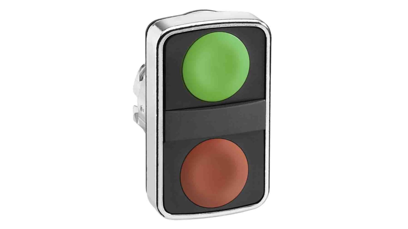 Schneider Electric Harmony XB4 Series Green and Red Momentary Push Button Head, 22mm Cutout