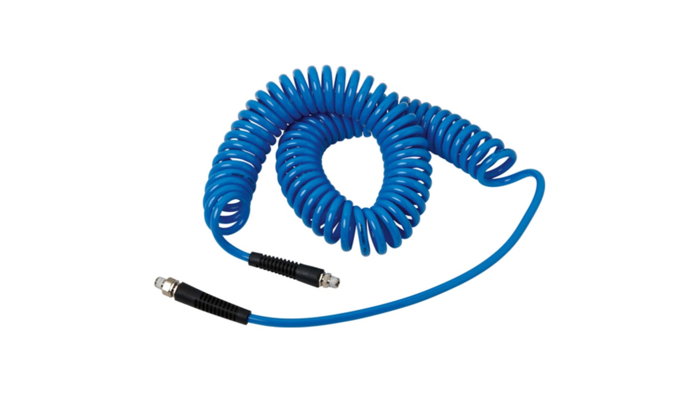 Tubo a spirale con connettore SAM in Poliuretano, L. 8m max, Øest 6.5mm, col. Blu