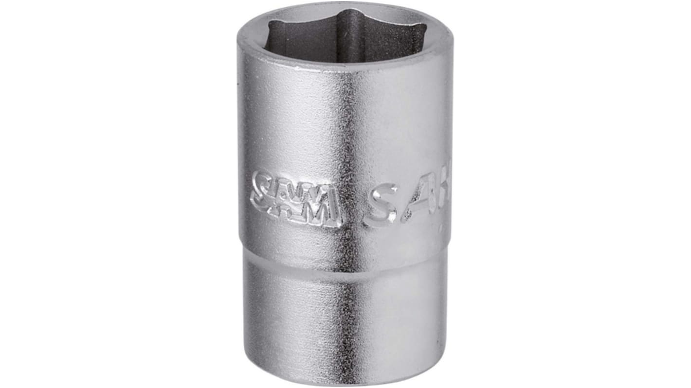 SAM 1/4 in Drive 13mm Standard Socket, 12 point, 25 mm Overall Length