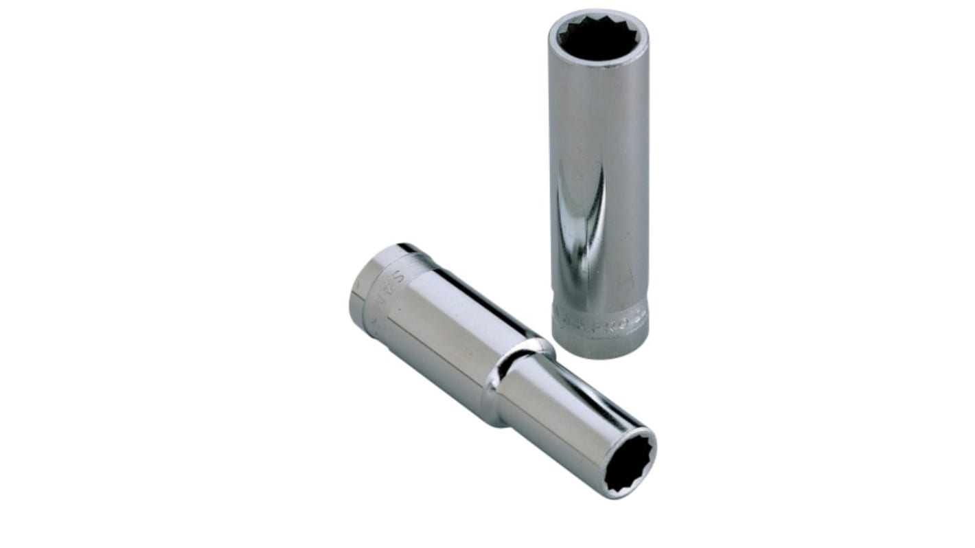 SAM 1/2 in Drive 18mm Deep Socket, 12 point, 82 mm Overall Length