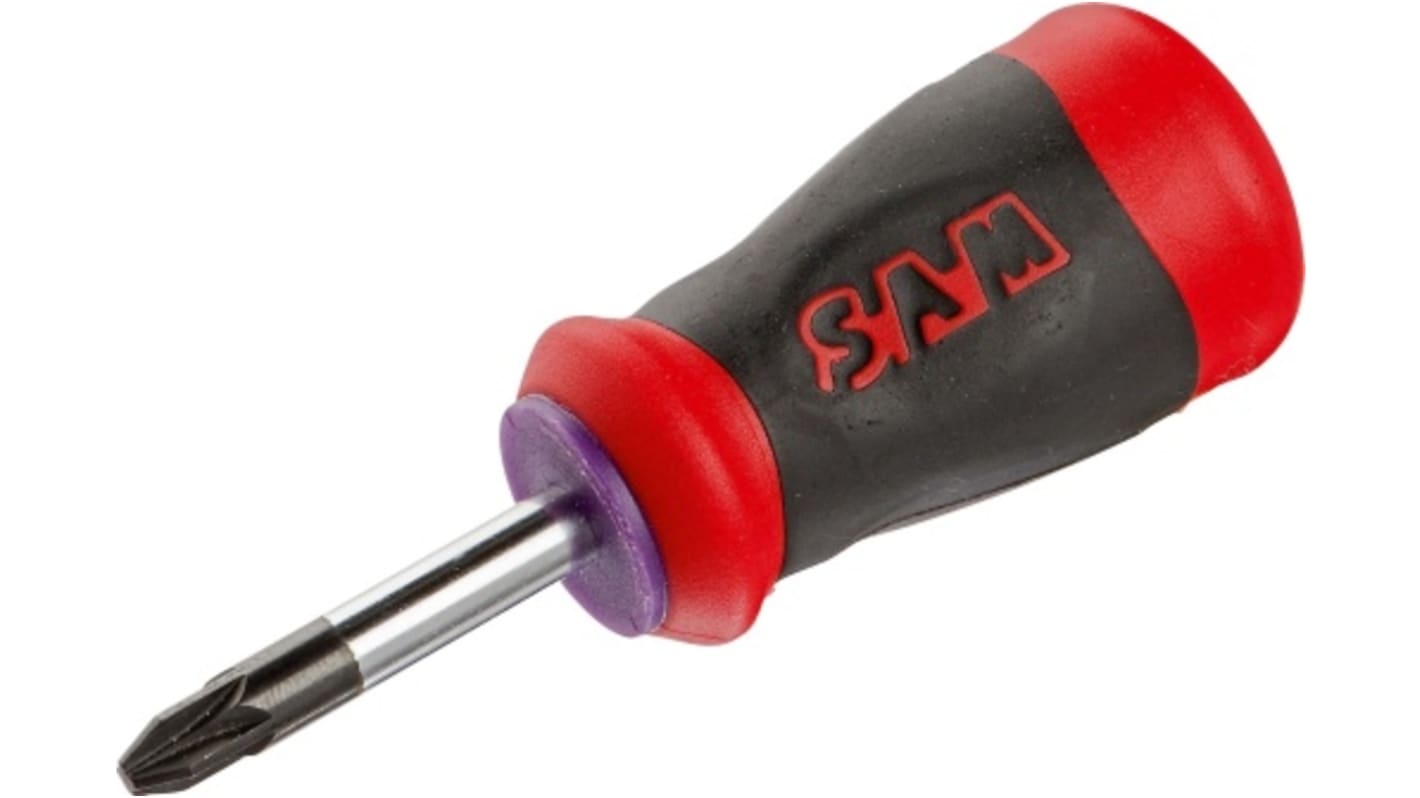 SAM Pozidriv Stubby Screwdriver, 35 mm Blade, 91.5 mm Overall