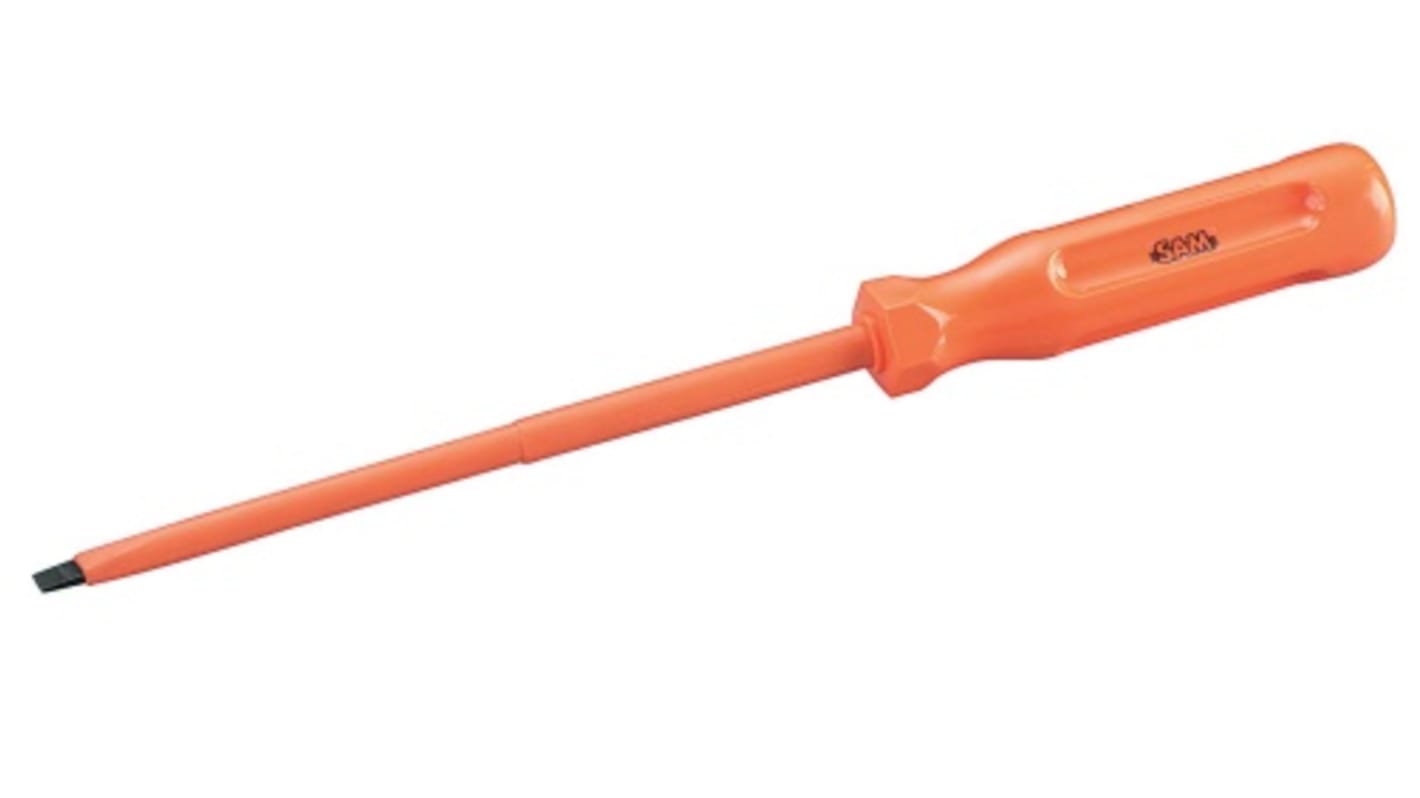 SAM Slotted Insulated Screwdriver, 5.5 mm Tip, 150 mm Blade, VDE/1000V, 245 mm Overall