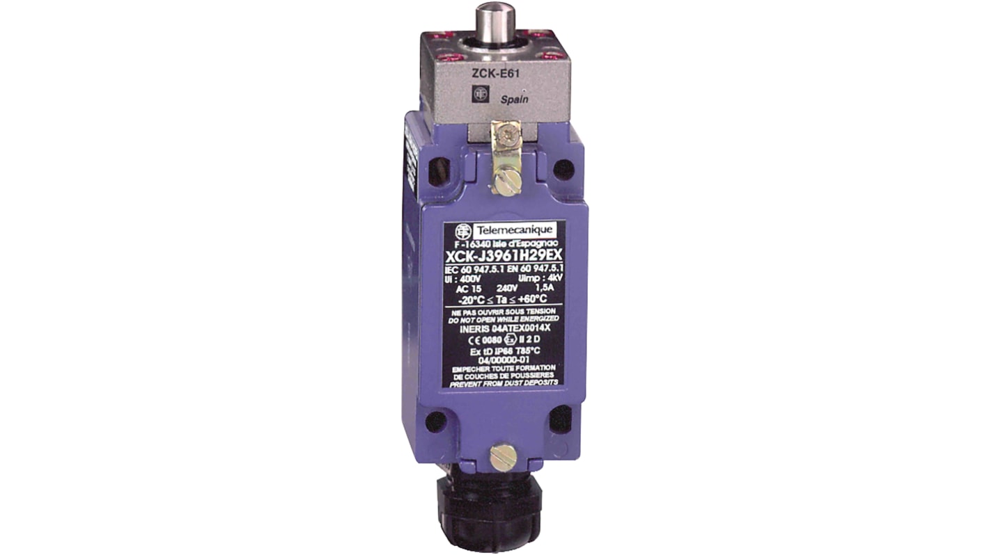 Telemecanique Sensors Plunger Limit Switch, 2NC/1NO, IP66, Metal Housing, 6A Max