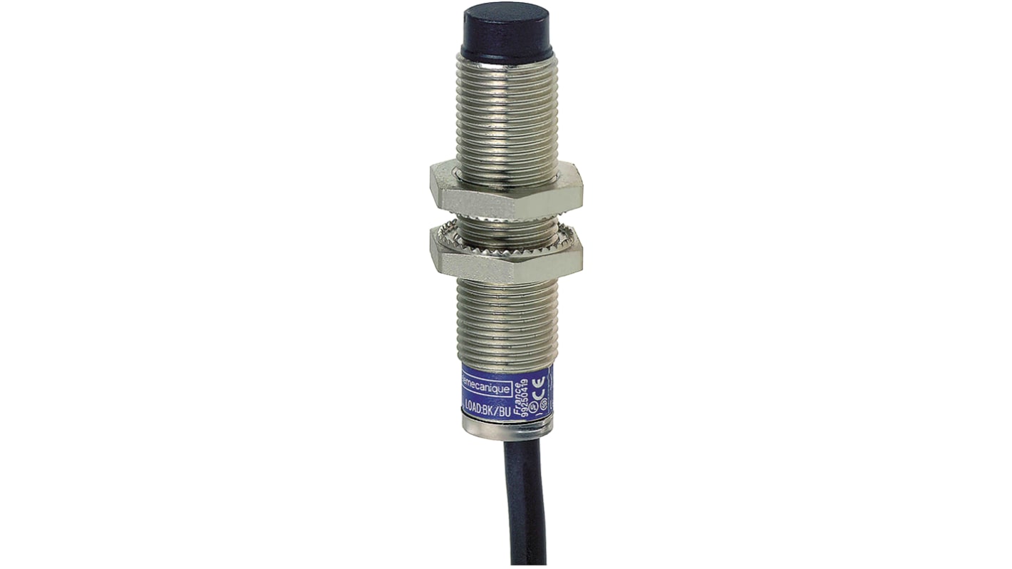 Telemecanique Sensors Inductive Barrel-Style Proximity Sensor, M12 x 1, 4 mm Detection, PNP Output, 240 V ac/dc, IP68