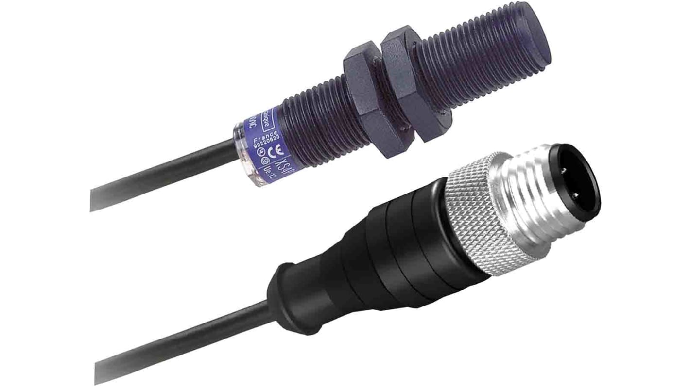 Telemecanique Sensors Inductive Barrel-Style Proximity Sensor, M12 x 1, 4 mm Detection, PNP Output, 240 V ac/dc, IP67