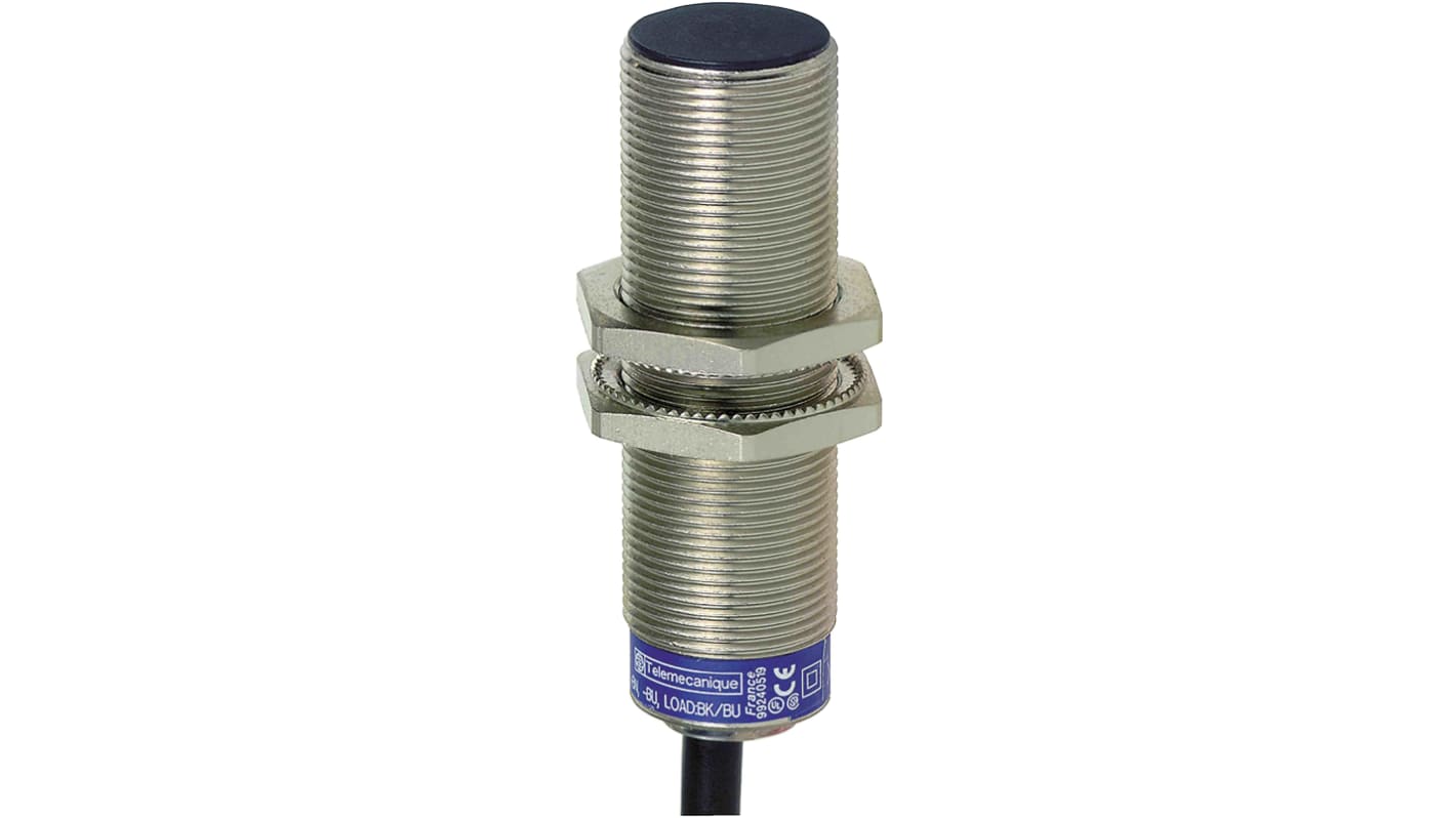 Telemecanique Sensors Inductive Barrel-Style Proximity Sensor, M12 x 1, 2 mm Detection, NPN Output, 48 V dc, IP68