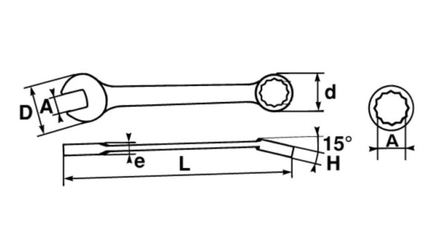 SAM Combination Spanner, 9mm, Metric, Height Safe, Double Ended, 135 mm Overall