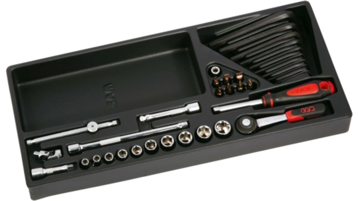 SAM 34-Piece Metric 1/4 in Standard Socket/Allen Key/Bit Set with Ratchet, 6 point; Phillips Bit; Pozidriv Bit; Slotted