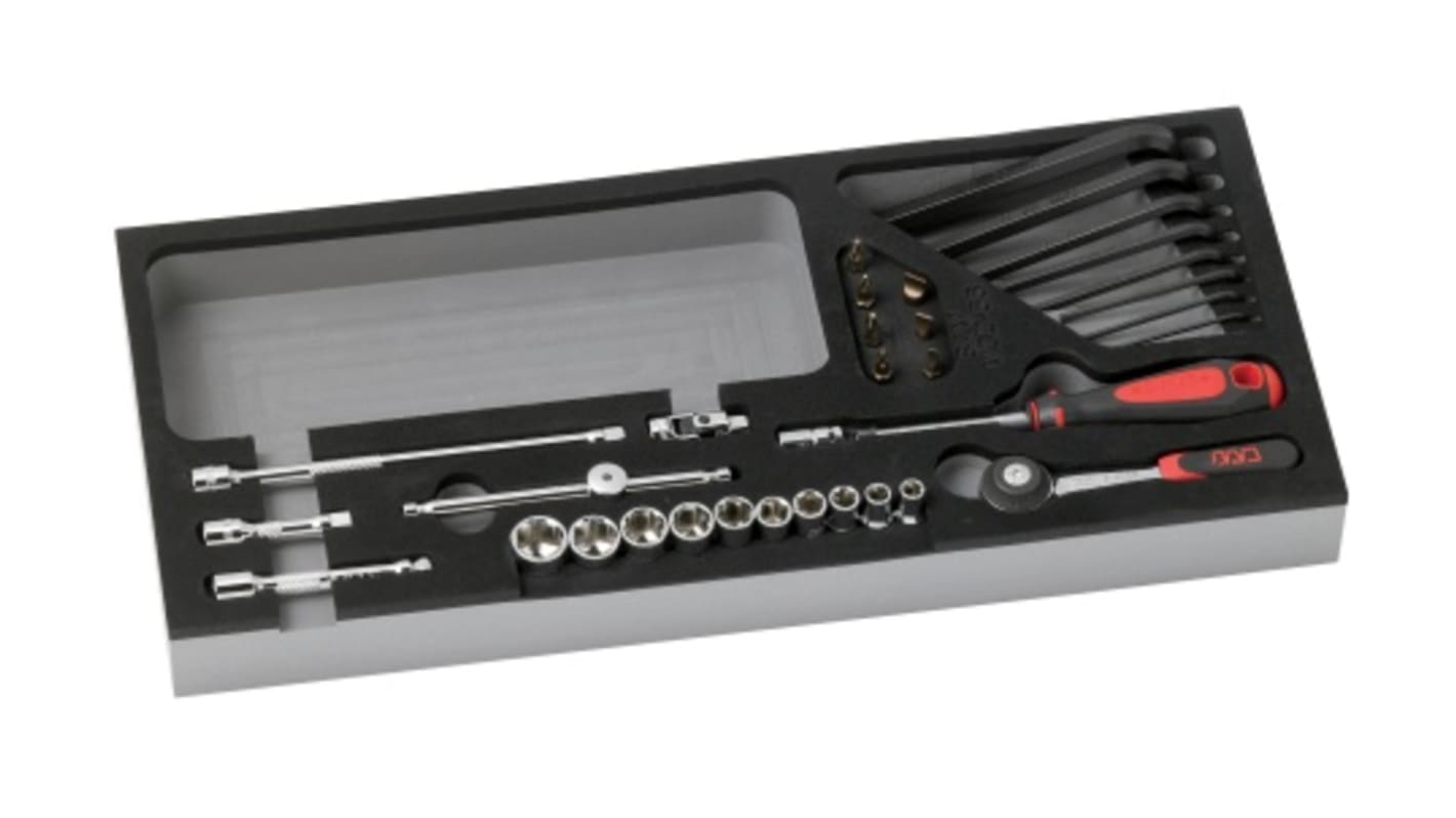 SAM 34-Piece Metric 1/4 in Standard Socket/Allen Key/Bit Set with Ratchet, 6 point; Phillips Bit; Pozidriv Bit; Slotted