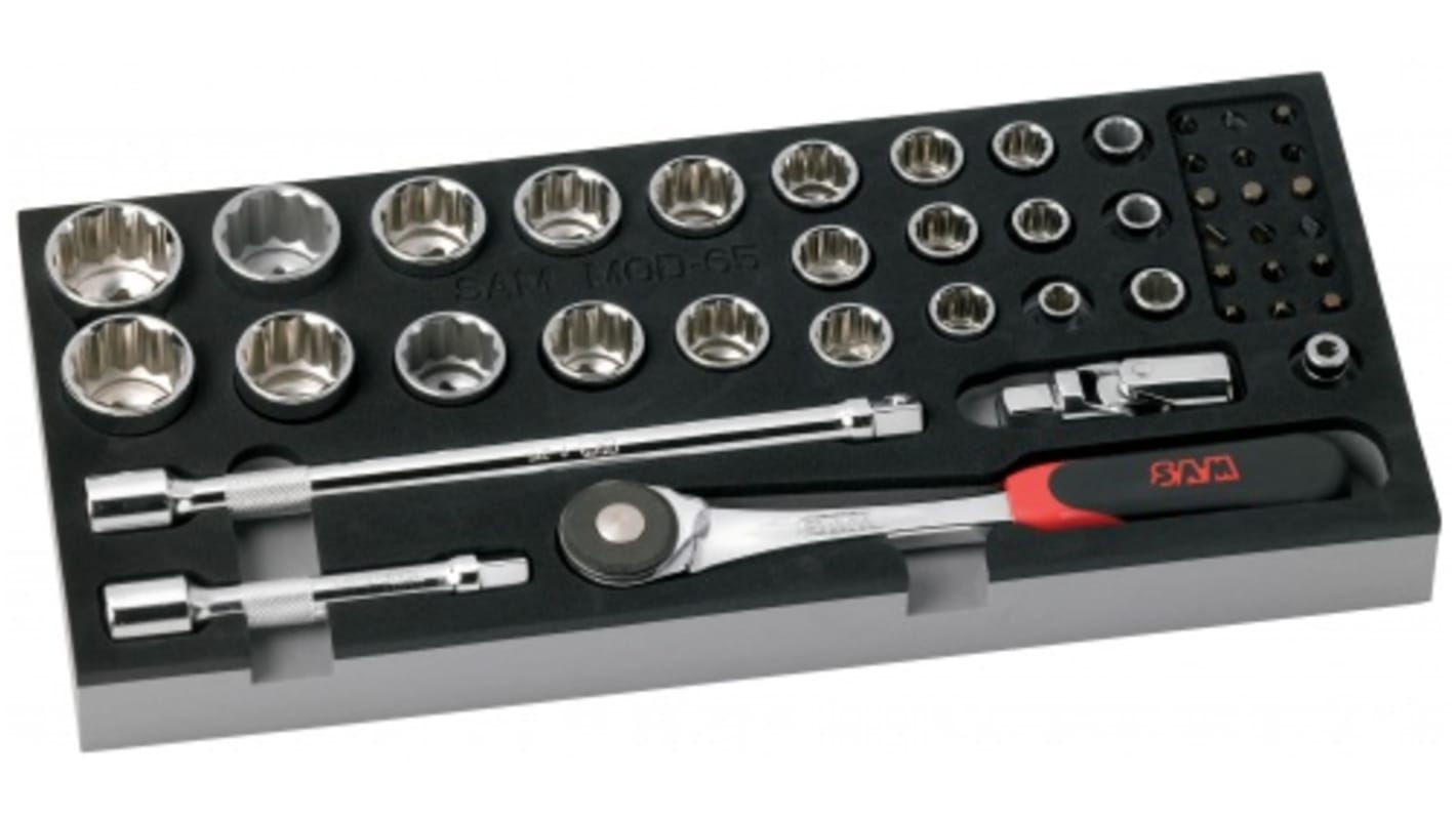 75-S45MM | SAM 45-Piece Metric 1/2 in Standard Socket/Bit Set with ...