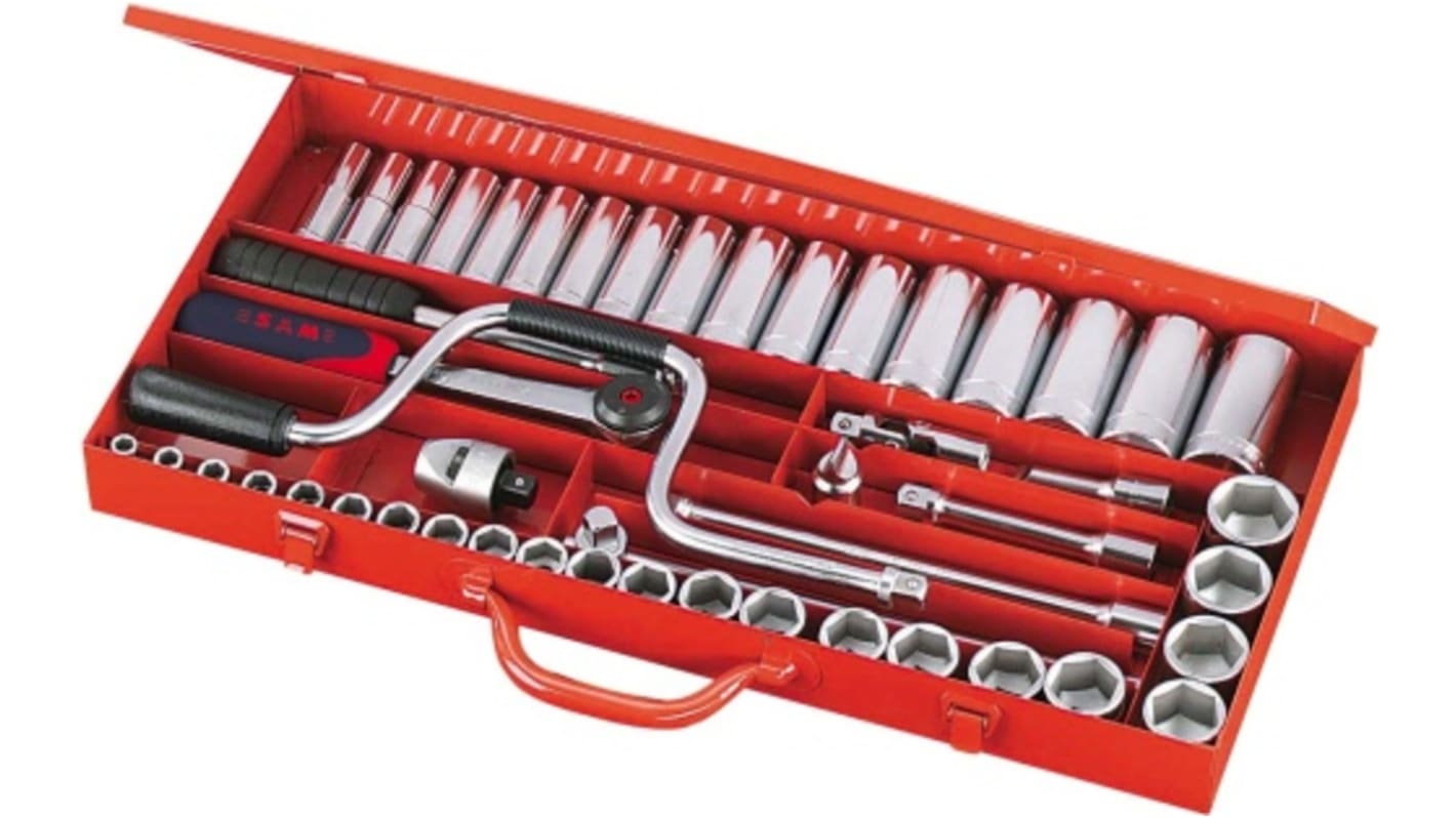 SAM 49-Piece Metric 1/2 in Deep Socket/Standard Socket Set with Ratchet, 6 point; 12 point