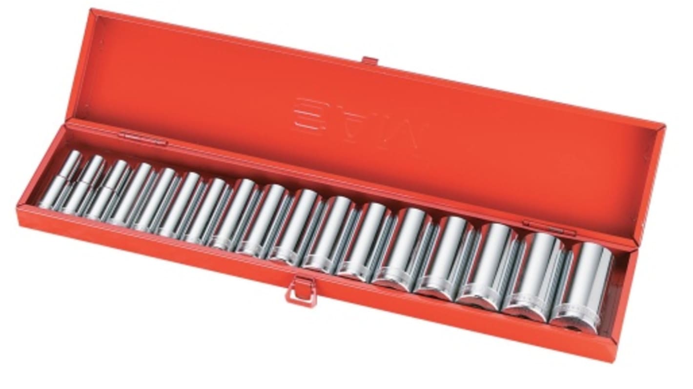 SAM 17-Piece Metric 1/2 in Deep Socket Set , 12 point