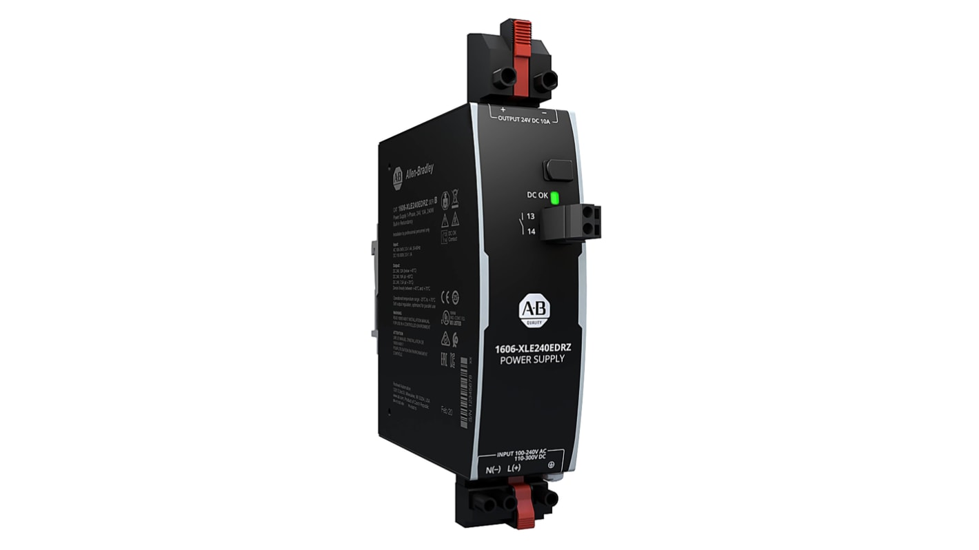 Rockwell Automation 1606 Switched Mode DIN Rail Power Supply, 240V ac ac Input, 24V dc dc Output, 10A Output