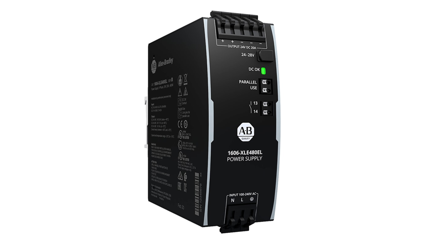 Rockwell Automation 1606 Getaktet DIN-Schienen Netzteil, 100 → 240 V ac, 110 → 150 V dc, 24V dc / 20A