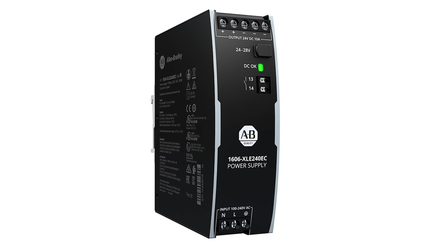 Rockwell Automation 1606 Switched Mode DIN Rail Power Supply, 100 → 240 V ac, 110 → 300 V dc ac, dc