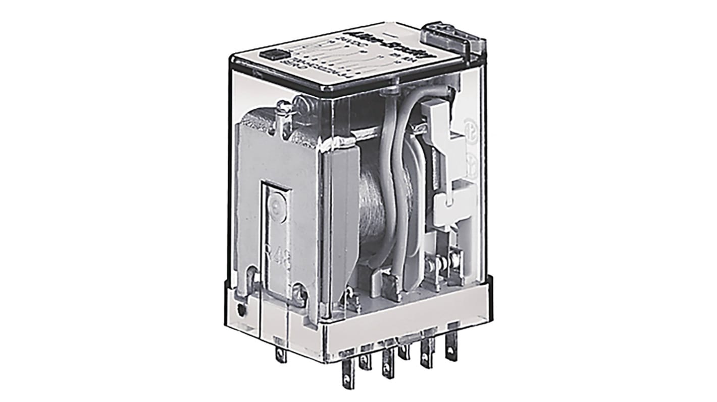 Relé sin enclavamiento Rockwell Automation 700-HC de 4 polos, 4PDT, bobina 125V dc, 7A, enchufable