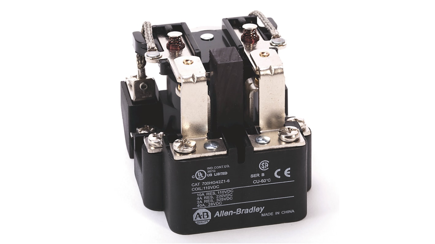 Rockwell Automation Panel Mount Non-Latching Relay, 250V dc Coil, 40A Switching Current, DPDT