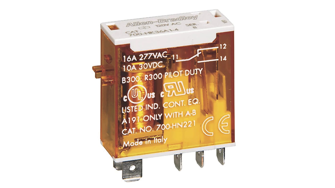 Relè monostabile Rockwell Automation serie 700-HK, DPDT, bobina 12V ca, A innesto