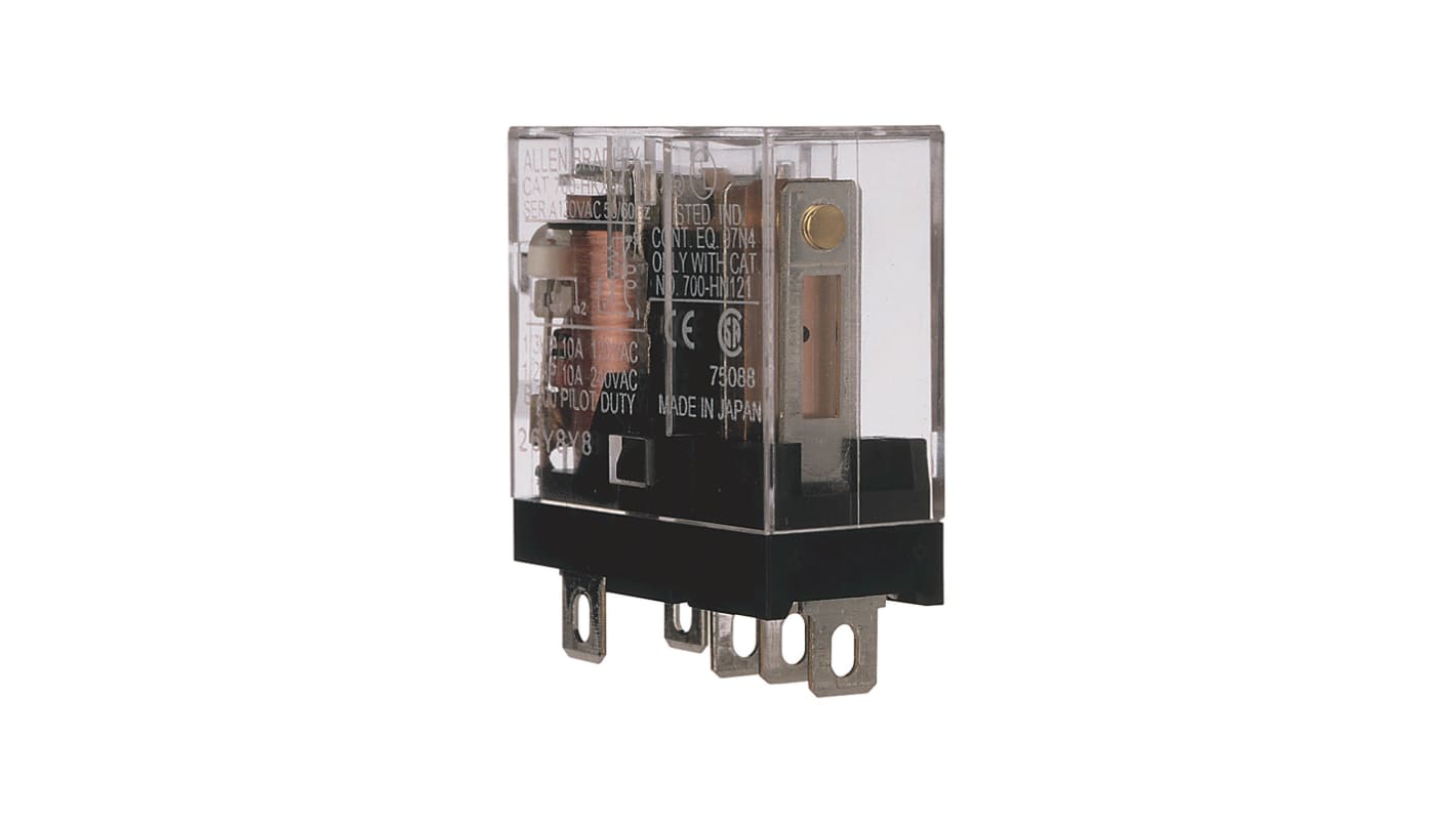 Rockwell Automation Plug In Non-Latching Relay, 120V ac Coil, 8A Switching Current, DPDT