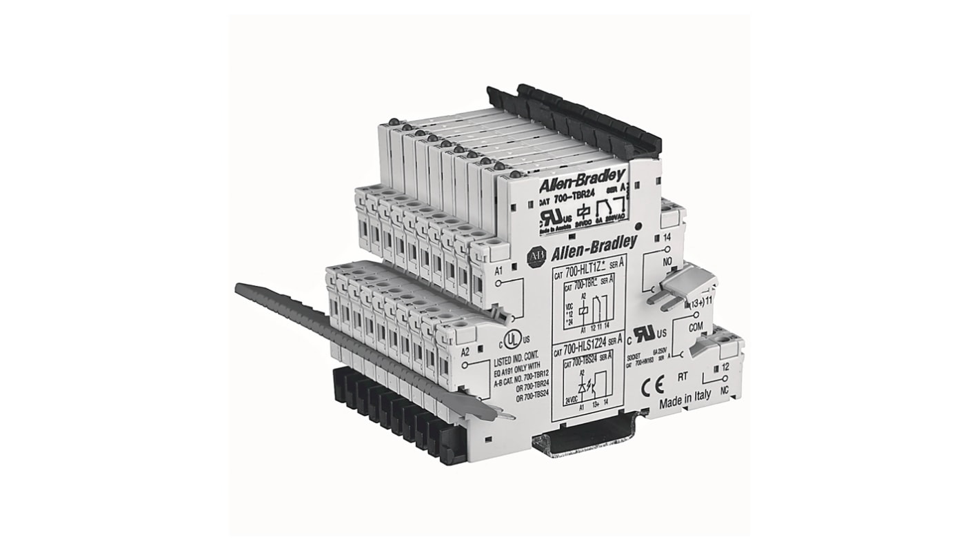 Modulo interfaccia relè Rockwell Automation serie 700-HLS, bobina 120 V ac, 125 V dc, Guida DIN